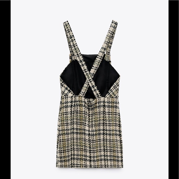 ZARA TEXTURED PLAID PINAFORE DRESS - Picture 9 of 13